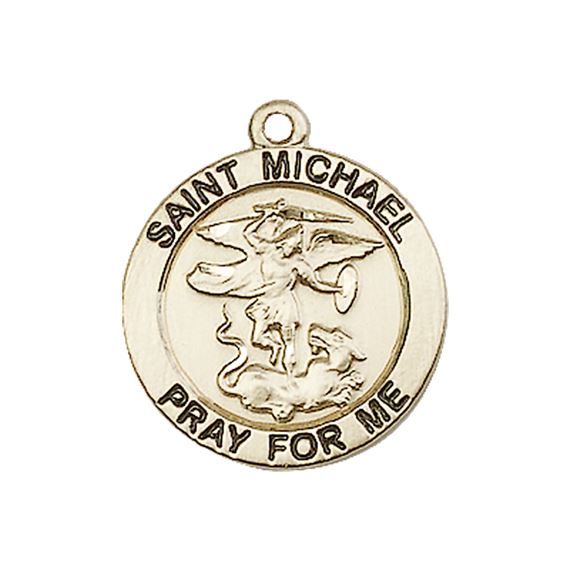 14KT GOLD ST MICHAEL THE ARCHANGEL MEDAL - 3/4" x 3/4"