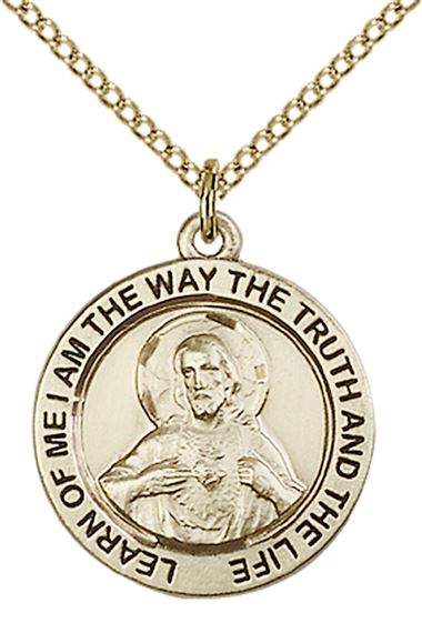 14KT GOLD FILLED SCAPULAR PENDANT WITH CHAIN - 3/4" x 3/4"