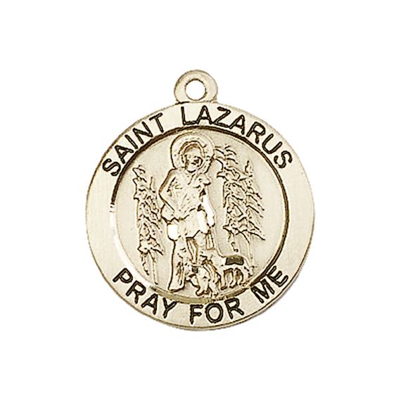 14KT GOLD ST LAZARUS MEDAL - 3/4" x 3/4"