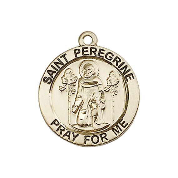14KT GOLD ST PEREGRINE MEDAL - 3/4" x 3/4"