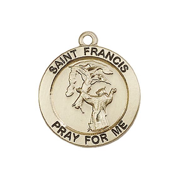 14KT GOLD ST FRANCIS MEDAL - 3/4" x 3/4"