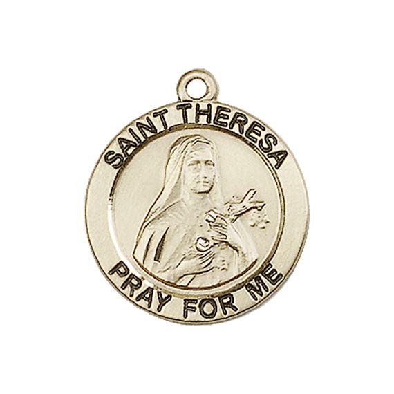 14KT GOLD ST THERESA MEDAL - 3/4" x 3/4"