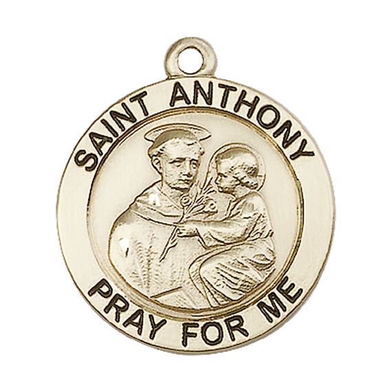 14KT GOLD ST ANTHONY MEDAL - 1" x 7/8"