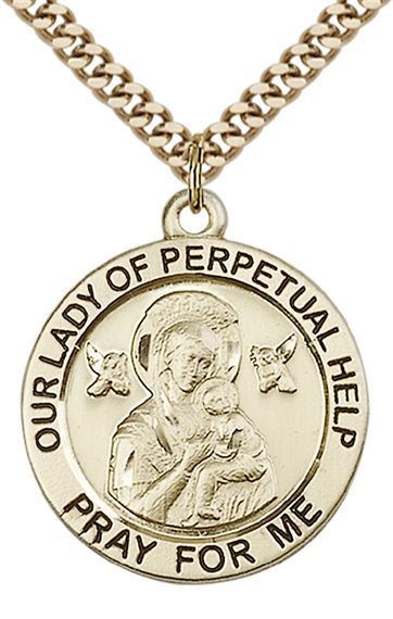 14KT GOLD FILLED OUR LADY OF PERPETUAL HELP PENDANT WITH CHAIN - 1" x 7/8"