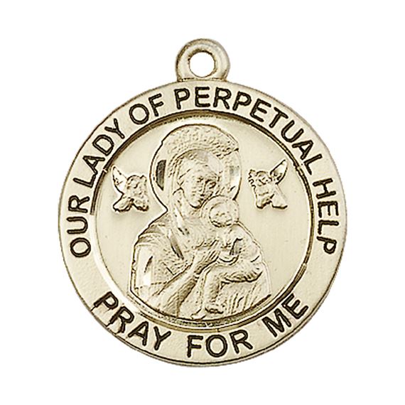 14KT GOLD OUR LADY OF PERPETUAL HELP MEDAL - 1" x 7/8"