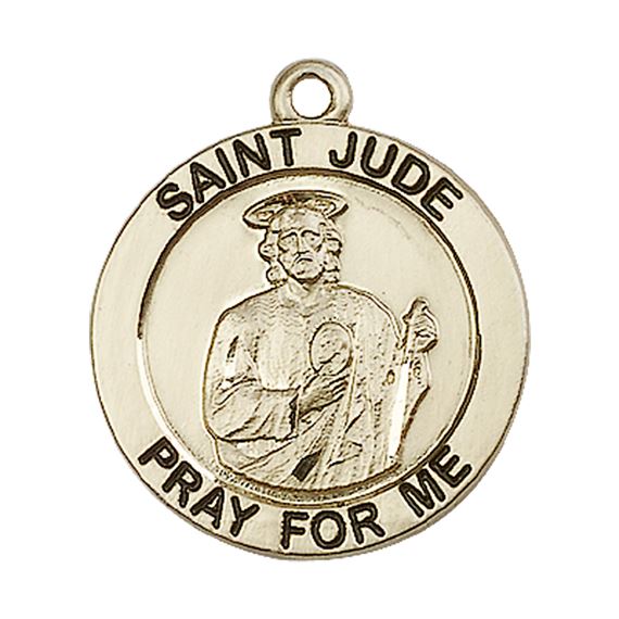 14KT GOLD ST JUDE MEDAL - 1" x 7/8"