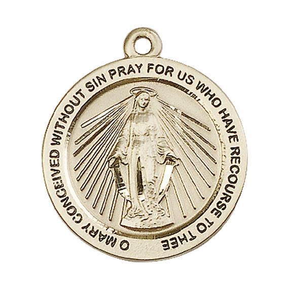 14KT GOLD MIRACULOUS MEDAL - 1" x 7/8"