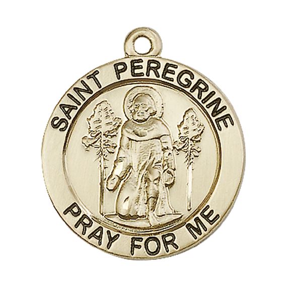 14KT GOLD ST PEREGRINE MEDAL - 1" x 7/8"