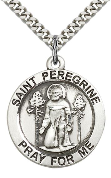 STERLING SILVER ST PEREGRINE PENDANT WITH CHAIN - 1" x 7/8"