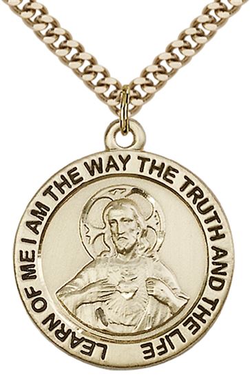 14KT GOLD FILLED SCAPULAR PENDANT WITH CHAIN - 1" x 7/8"
