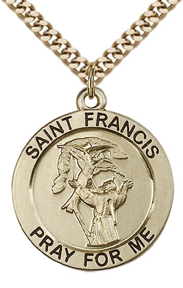 GOLD FILLED ST FRANCIS PENDANT ON A CHAIN - 1" x 7/8"