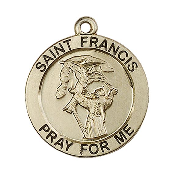 14KT GOLD ST FRANCIS MEDAL - 1" x 7/8"
