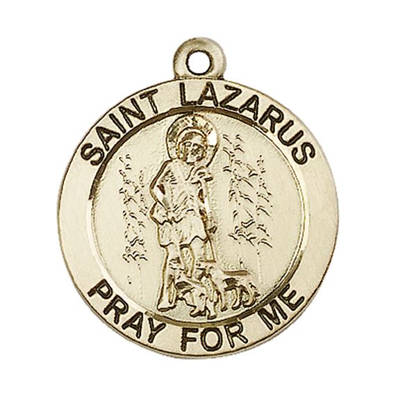 14KT GOLD ST LAZARUS MEDAL - 1" x 7/8"