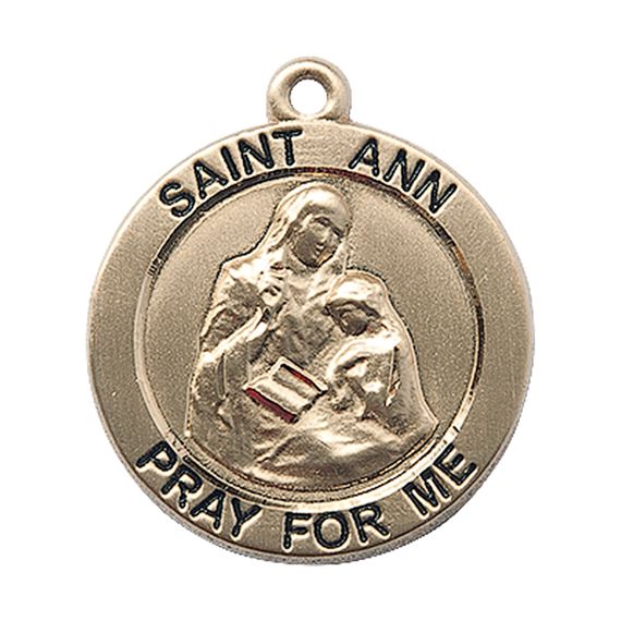 14KT GOLD ST ANN MEDAL - 1" x 7/8"