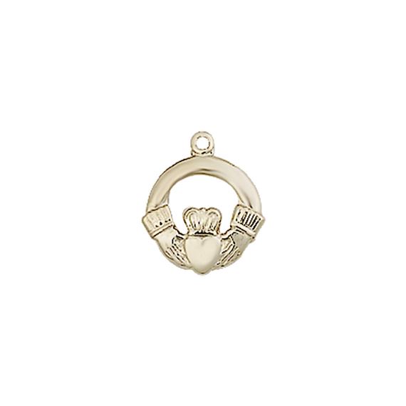 14KT GOLD CLADDAGH MEDAL - 3/8" x 3/8"