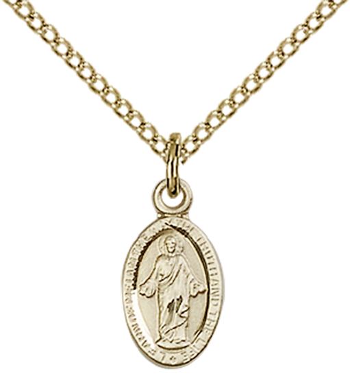 14KT GOLD FILLED SCAPULAR PENDANT WITH CHAIN - 1/2" x 1/4"