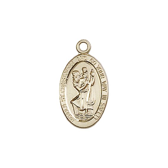 14KT GOLD ST CHRISTOPHER MEDAL - 5/8" x 3/8"