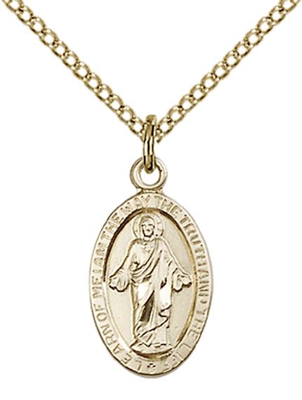 14KT GOLD FILLED SCAPULAR PENDANT WITH CHAIN - 5/8" x 3/8"