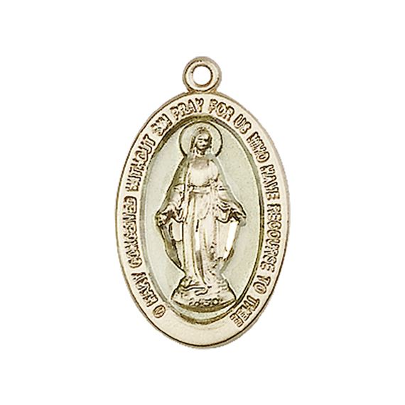 14KT GOLD MIRACULOUS MEDAL - 7/8" x 1/2"
