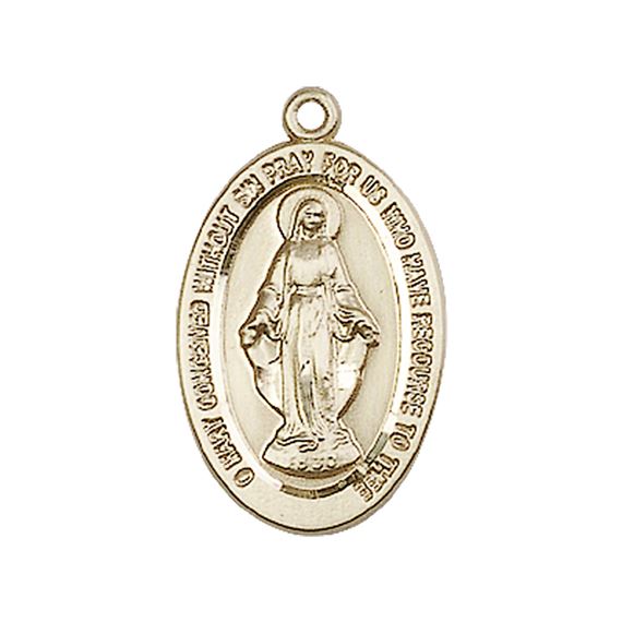 14KT GOLD MIRACULOUS MEDAL - 7/8" x 1/2"