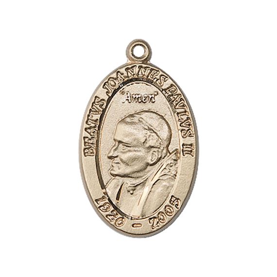 14KT GOLD ST JOHN PAUL II MEDAL - 7/8" x 1/2"
