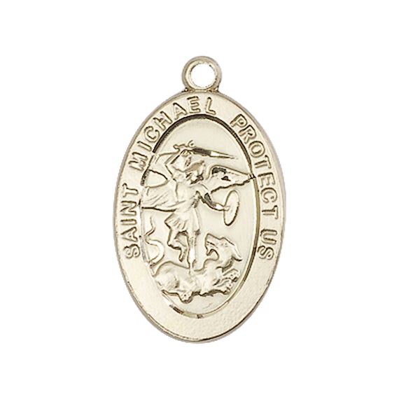 14KT GOLD ST MICHAEL THE ARCHANGEL MEDAL - 7/8" x 1/2"
