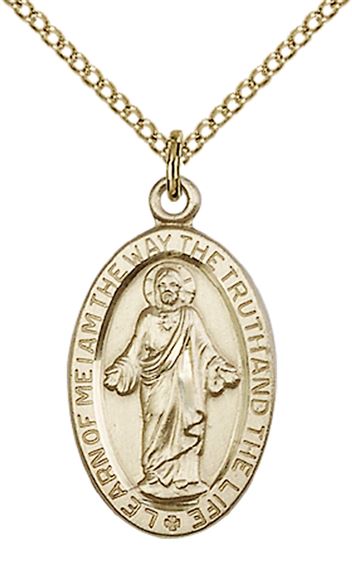 14KT GOLD FILLED SCAPULAR PENDANT WITH CHAIN - 7/8" x 1/2"