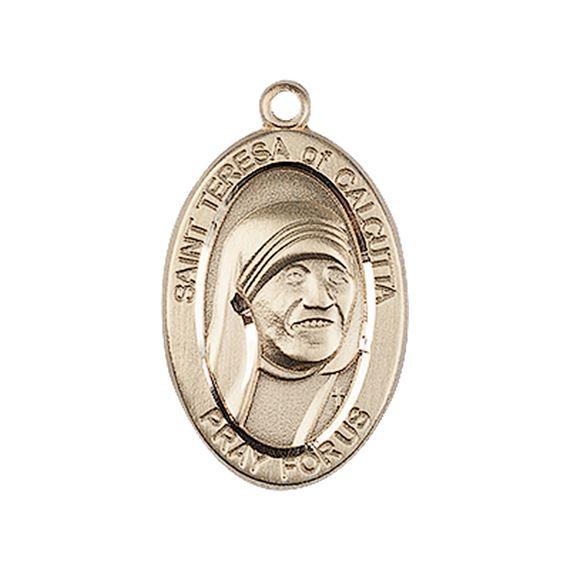 14KT GOLD SAINT TERESA OF CALCUTTA MEDAL - 7/8" x 1/2"
