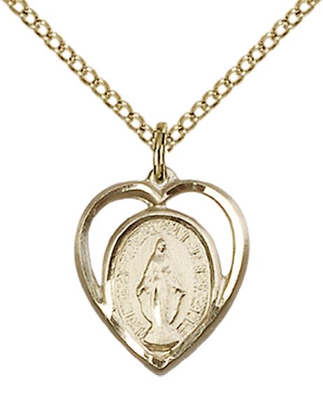 14KT GOLD FILLED MIRACULOUS PENDANT WITH CHAIN - 5/8" x 1/2"