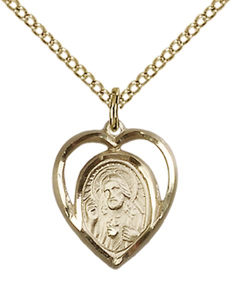 14KT GOLD FILLED SCAPULAR PENDANT WITH CHAIN - 5/8" x 1/2"