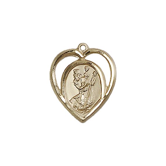 14KT GOLD ST CHRISTOPHER MEDAL - 5/8" x 1/2"