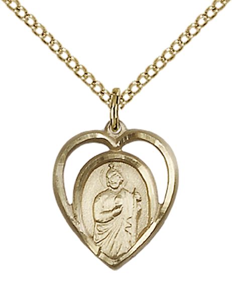 14KT GOLD FILLED ST JUDE PENDANT WITH CHAIN - 5/8" x 1/2"