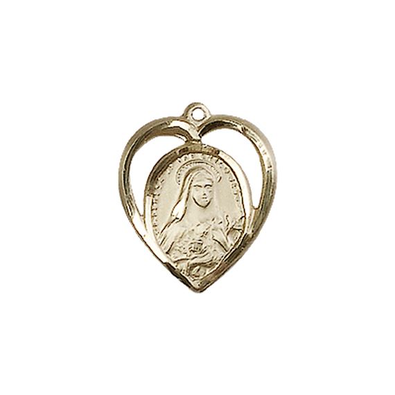 14KT GOLD ST THERESA MEDAL - 5/8" x 1/2"
