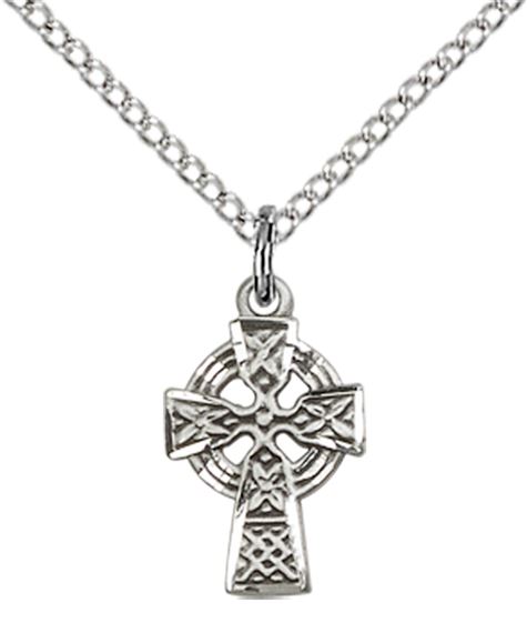 STERLING SILVER CELTIC CROSS PENDANT WITH CHAIN - 1/2" x 3/8"