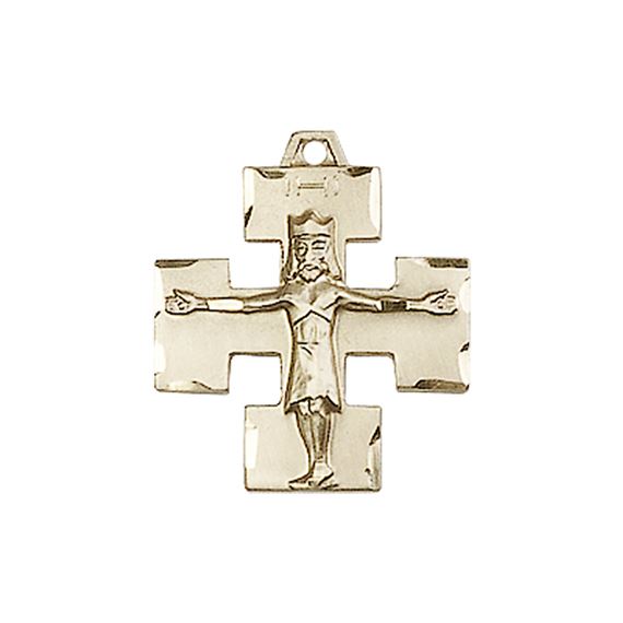 14KT GOLD MODERN CRUCIFIX MEDAL - 3/4" x 5/8"