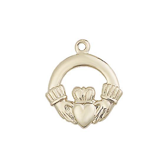 14KT GOLD CLADDAGH MEDAL - 5/8" x 1/2"