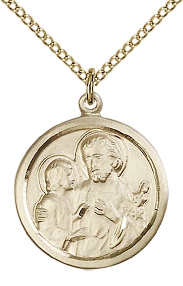 14KT GOLD FILLED ST JOSEPH PENDANT WITH CHAIN - 7/8" x 3/4"