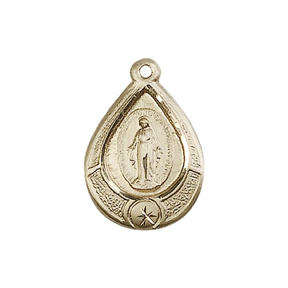 14KT GOLD MIRACULOUS MEDAL - 3/4" x 1/2"