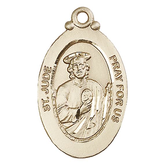 14KT GOLD ST JUDE MEDAL - 1 1/8" x 5/8"