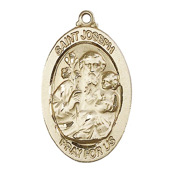 14KT GOLD ST JOSEPH MEDAL - 1 1/8" x 5/8"