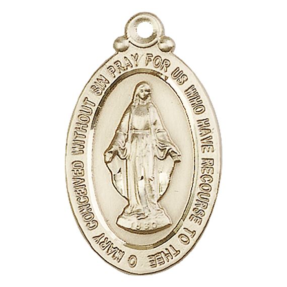 14KT GOLD MIRACULOUS MEDAL - 1 1/8" x 5/8"