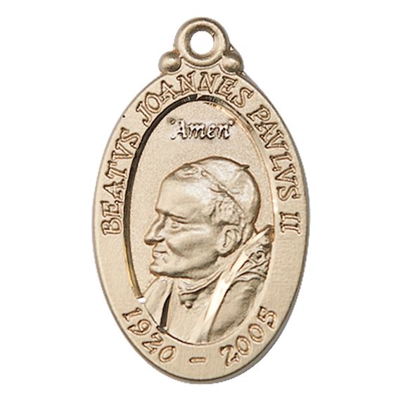 14KT GOLD ST JOHN PAUL II MEDAL - 1 1/8" x 5/8"