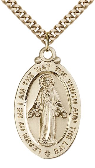 14KT GOLD FILLED SCAPULAR PENDANT WITH CHAIN - 1 1/4" x 5/8"