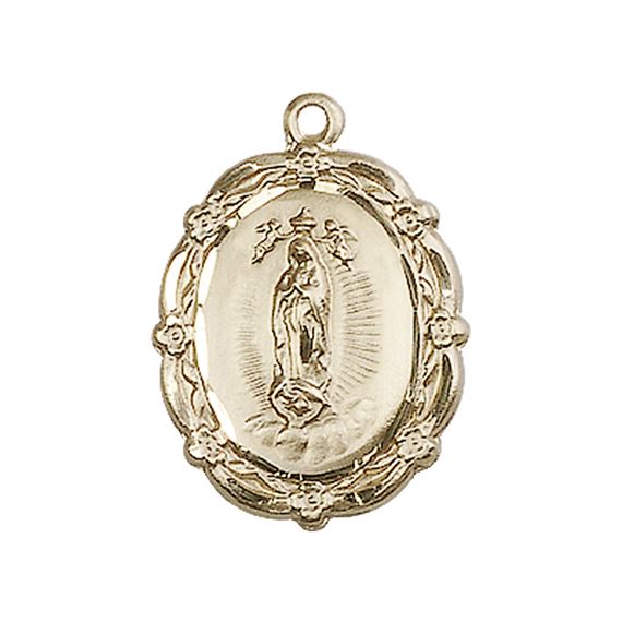 14KT GOLD OUR LADY OF GUADALUPE MEDAL - 7/8" x 5/8"