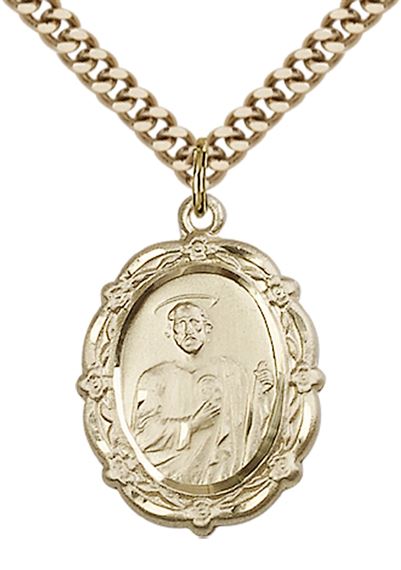 14KT GOLD FILLED ST JUDE PENDANT WITH CHAIN - 7/8" x 5/8"