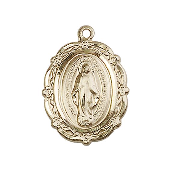 14KT GOLD MIRACULOUS MEDAL - 7/8" x 5/8"