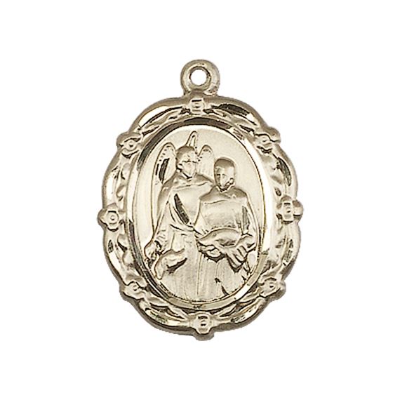 14KT GOLD ST RAPHAEL THE ARCHANGEL MEDAL - 7/8" x 5/8"