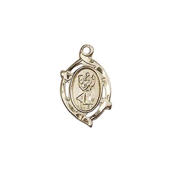 14KT GOLD ST CHRISTOPHER MEDAL - 5/8" x 3/8"