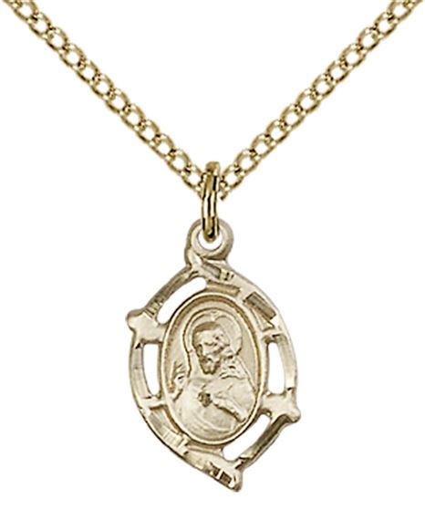 14KT GOLD FILLED SCAPULAR PENDANT WITH CHAIN - 5/8" x 3/8"
