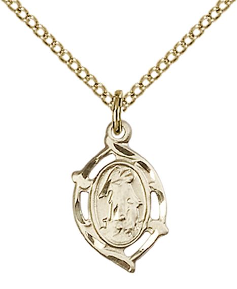 14KT GOLD FILLED GUARDIAN ANGEL PENDANT WITH CHAIN - 5/8" x 3/8"